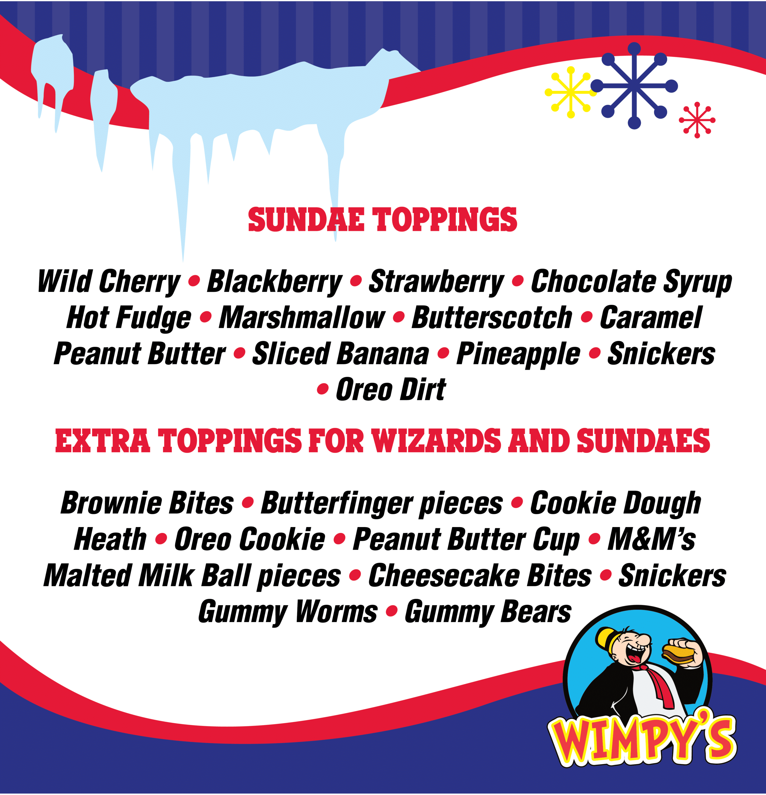 Wimpy's Sundae and Wizard Toppings May 2024